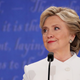 Democratic presidential nominee Hillary Clinton listens to Republican presidential nominee Donald Trump speak during the third U.S. presidential debate at the Thomas & Mack Center in Las Vegas on Oct. 19, 2016.
Drew Angerer/Getty Images
